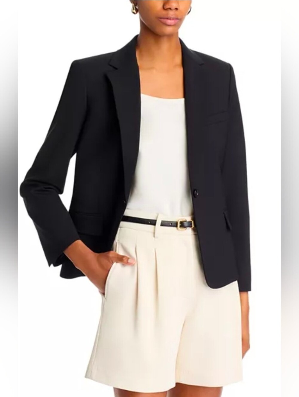 Theory Woman's Black Tailored One-Button Slim Blazer Size 2